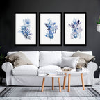 Framed Botanical Wall Art | Set of 3 Blue Prints