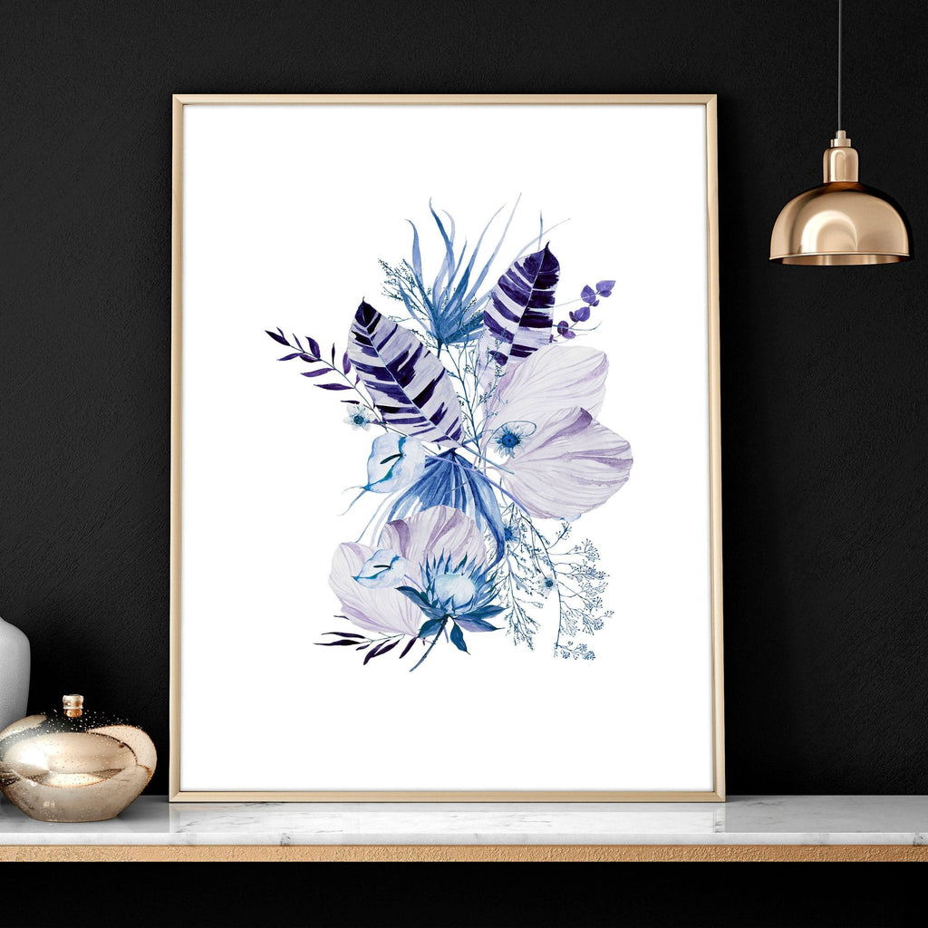 Framed Botanical Wall Art | Set of 3 Blue Prints