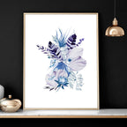 Framed Botanical Wall Art | Set of 3 Blue Prints