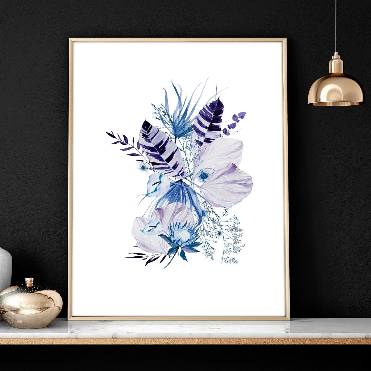 Framed Botanical Wall Art | Set of 3 Blue Prints