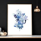 Framed Botanical Wall Art | Set of 3 Blue Prints