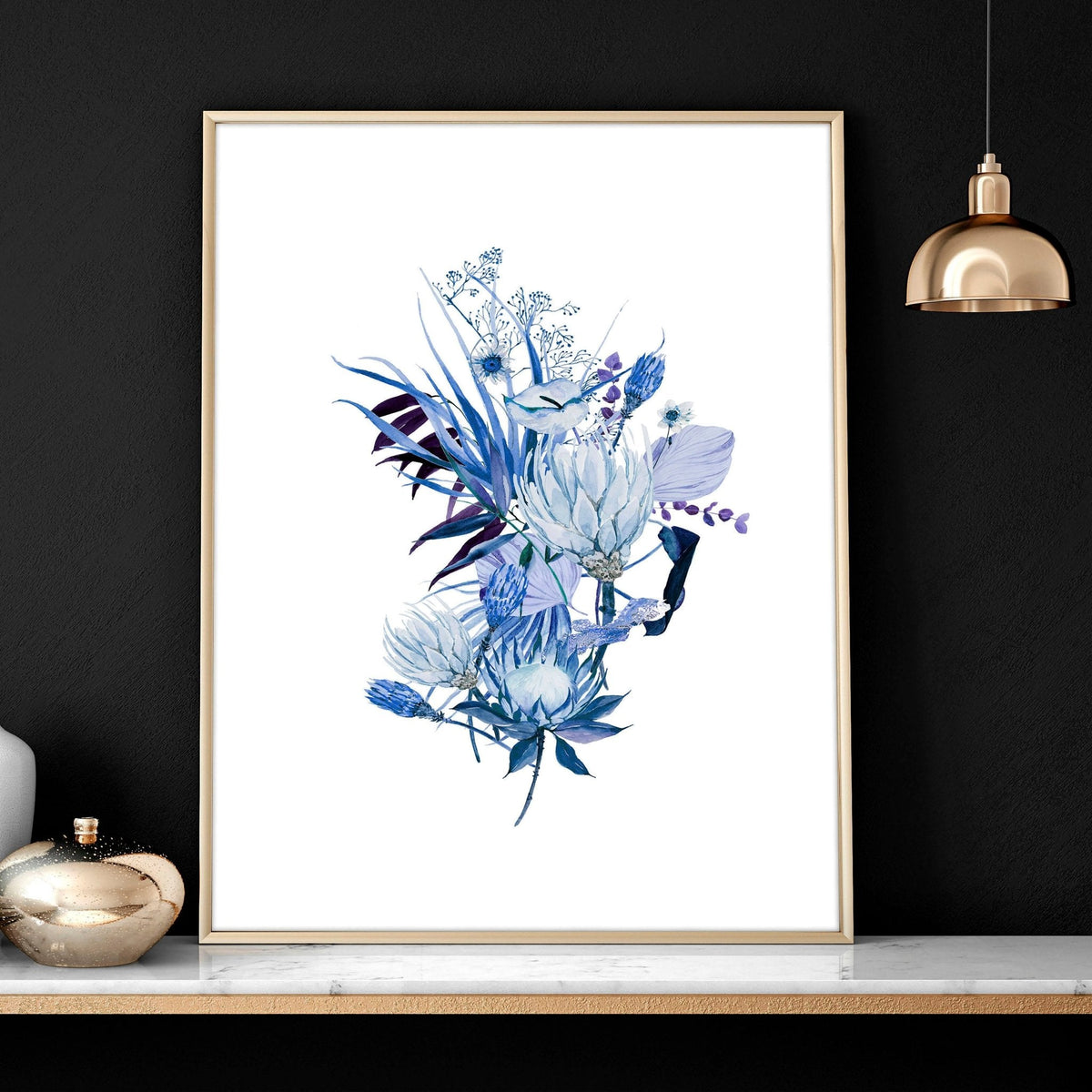 Framed Botanical Wall Art | Set of 3 Blue Prints