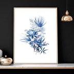 Framed Botanical Wall Art | Set of 3 Blue Prints