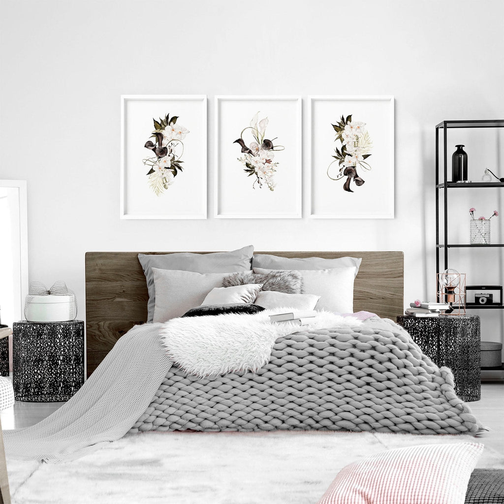 Bedroom Print Ideas – Botanical Set of 3 Wall Art Prints