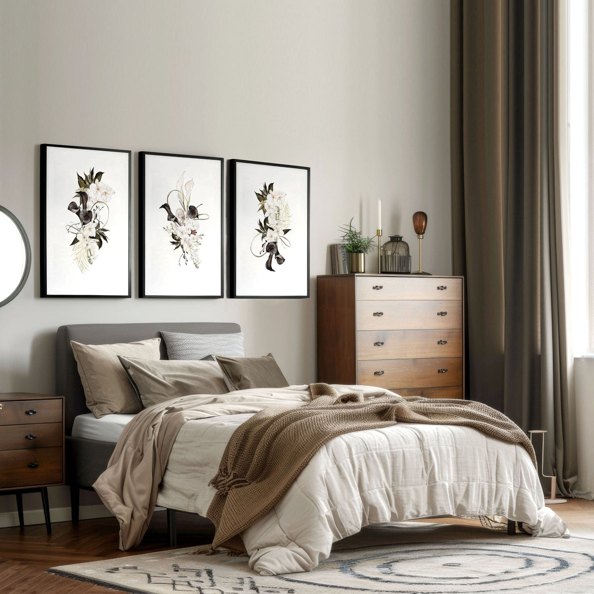 Bedroom Print Ideas – Botanical Set of 3 Wall Art Prints