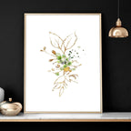 Set of 3 Botanical Prints Framed | Home Office Wall Art