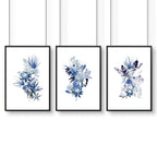 Framed Botanical Wall Art | Set of 3 Blue Prints
