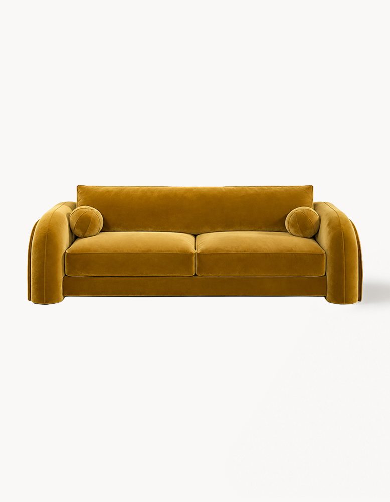 Voss Curved Two Seater Sofa, Velvet