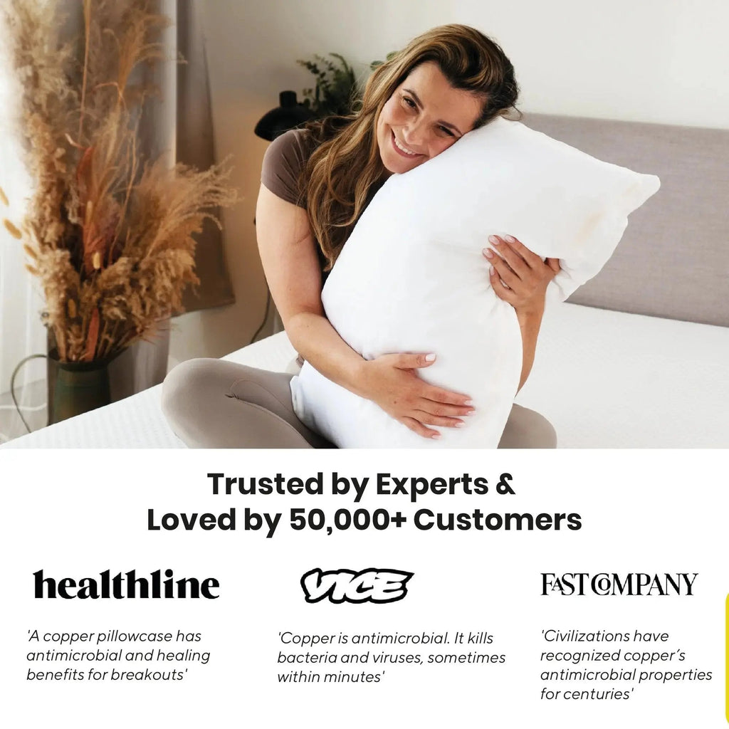 Brightr® Anti-Ageing Copper-Infused Eucalyptus Silk Pillowcase - MOOAZAA