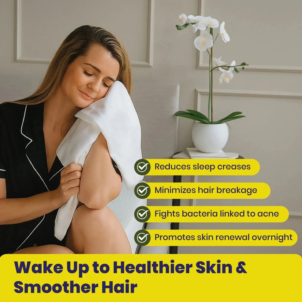 Brightr® Anti-Ageing Copper-Infused Eucalyptus Silk Pillowcase - MOOAZAA
