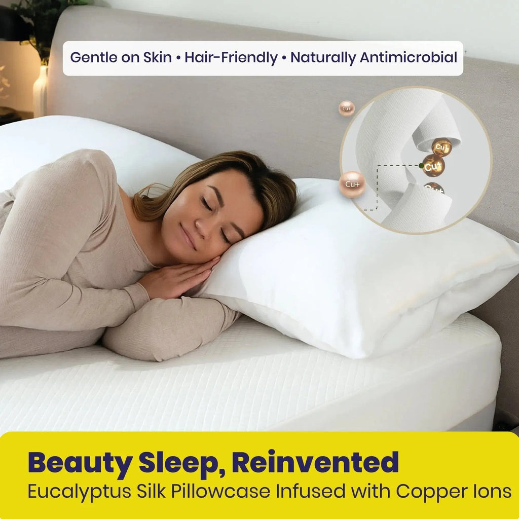 Brightr® Anti-Ageing Copper-Infused Eucalyptus Silk Pillowcase - MOOAZAA
