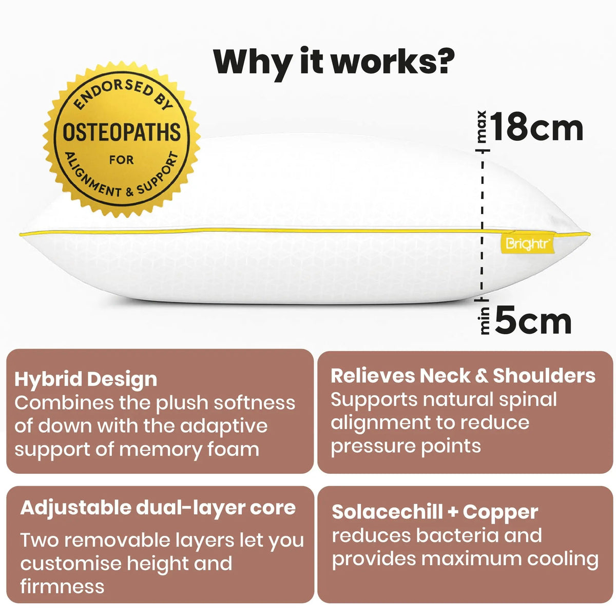Brightr® Stella Hybrid Adjustable Pillow bundle - MOOAZAA