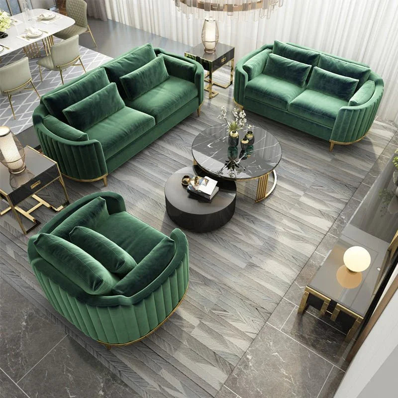 Brooklyn Sofas Suite Sets in Luxury Green Velvet