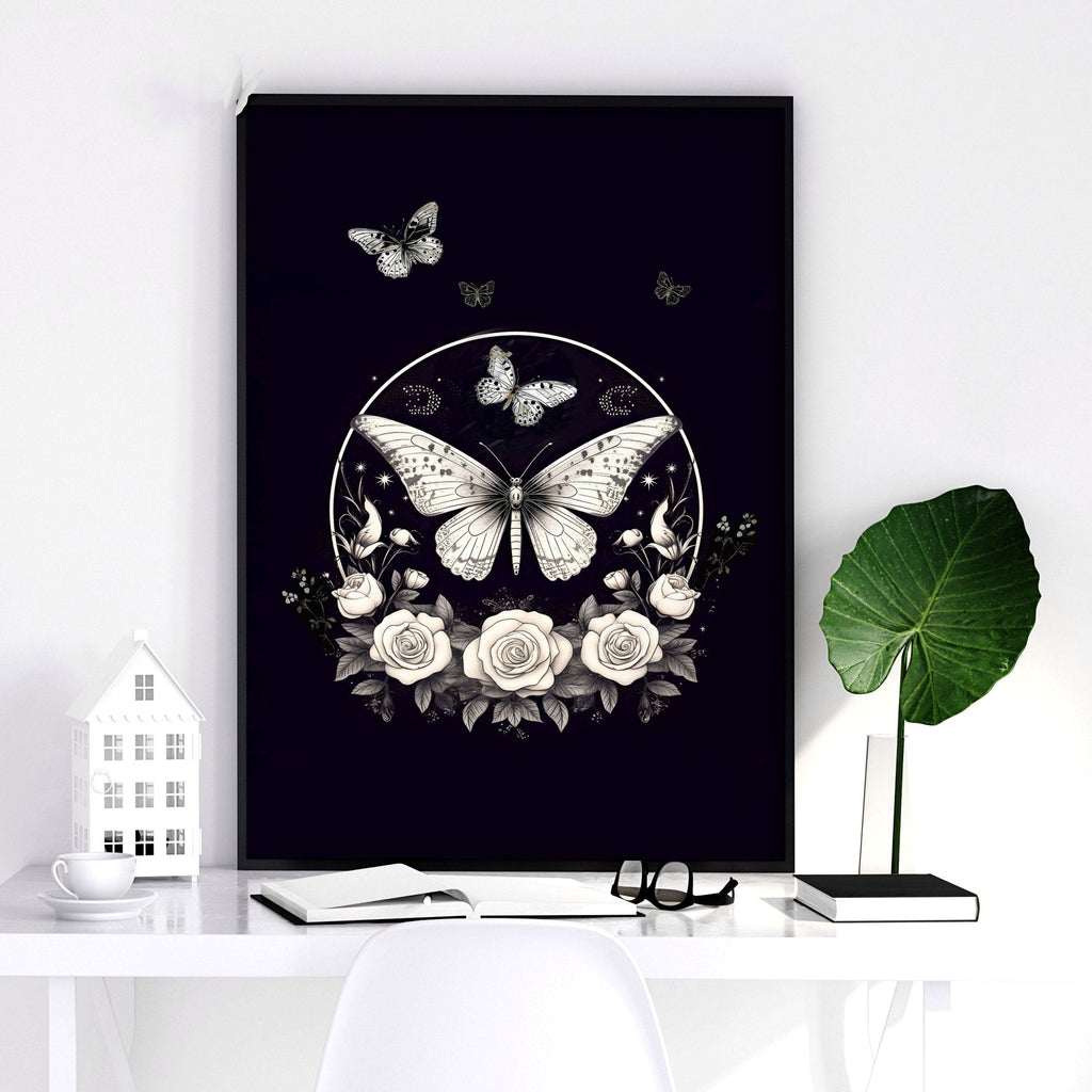 Butterfly Wall Art Decor | Set of 2 Dark Academy Wall art Prints