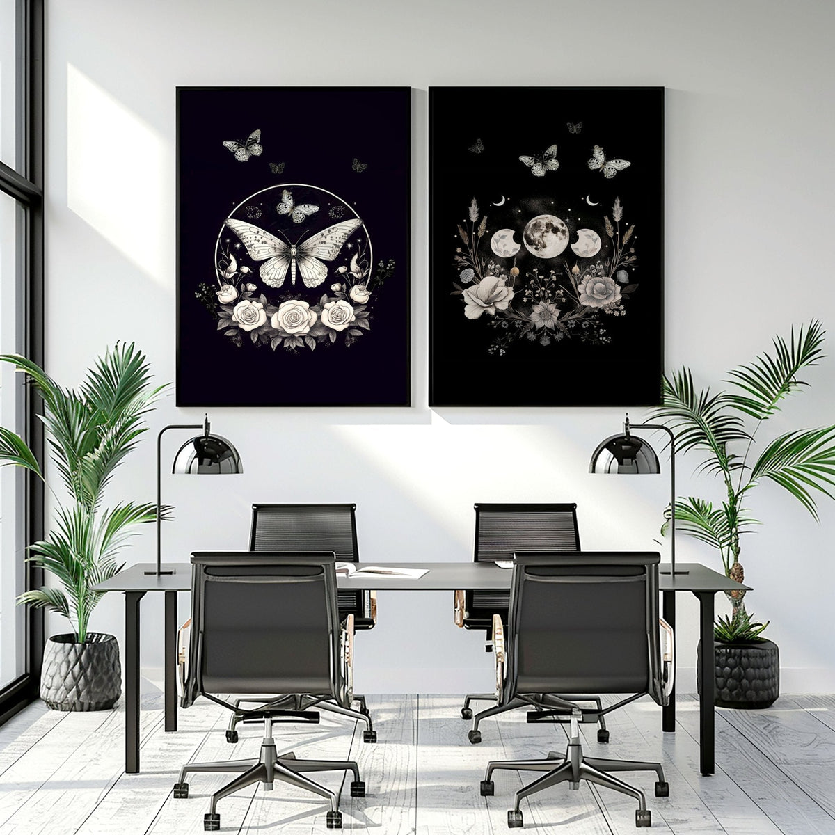 Butterfly Wall Art Decor | Set of 2 Dark Academy Wall art Prints