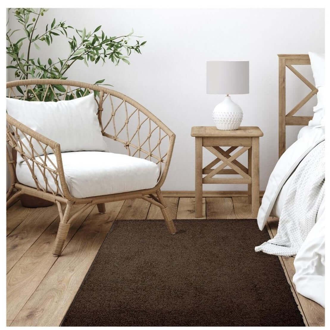 Fiji Chocolate Brown Washable Solid Shaggy Rug