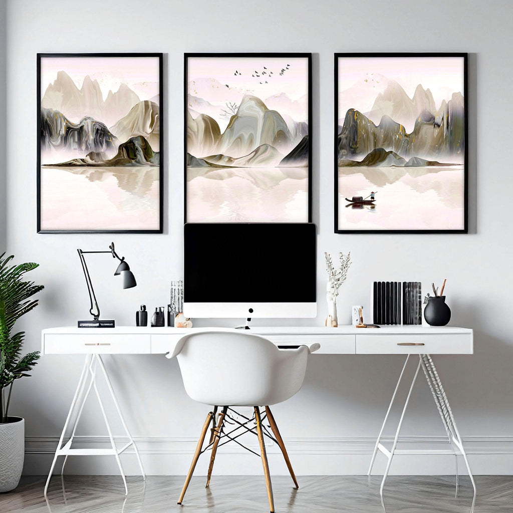 Artwork for Office Walls – Set of 3 Framed Art Prints