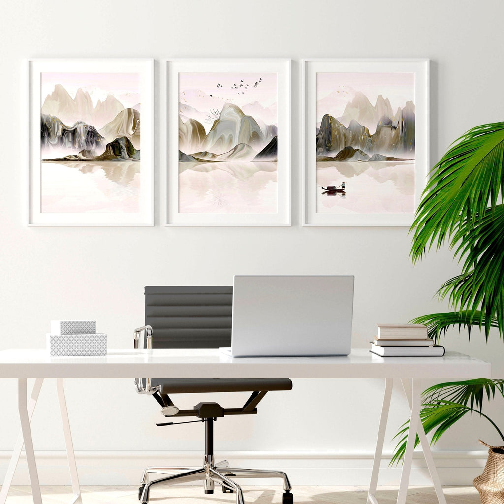 Artwork for Office Walls – Set of 3 Framed Art Prints