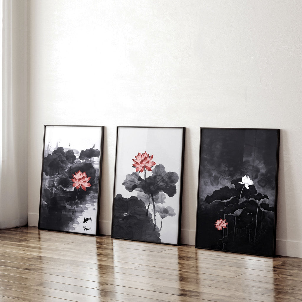 Calming Art | Set of 3 Asian Inspired Wall art Prints