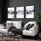 Framed Art Work | Calming Set of 3 Living Room Prints