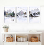 Framed Art Work | Calming Set of 3 Living Room Prints