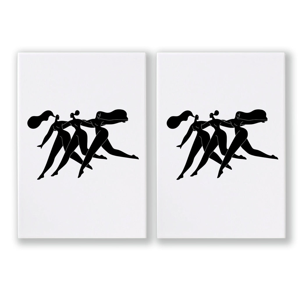 Canvas Art For Bathrooms | Set of 2 Boho Women Wall art Prints