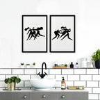 Canvas Art For Bathrooms | Set of 2 Boho Women Wall art Prints