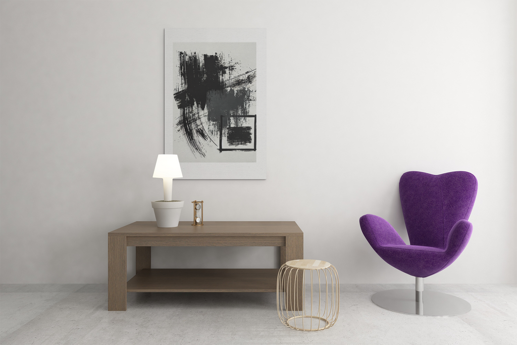 Minimal Abstract Wall Art  - Bold Black Brushstroke Canvas