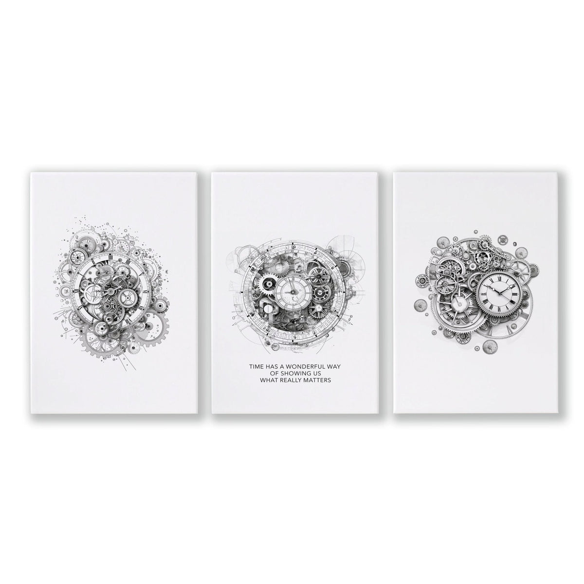 Canvas Painting Wall Decor | Set of 3 Abstract Clocks Wall art Prints