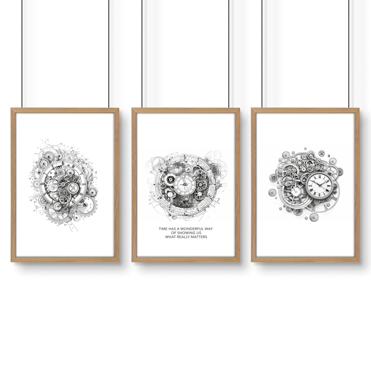 Canvas Painting Wall Decor | Set of 3 Abstract Clocks Wall art Prints