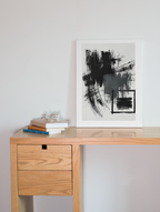 Minimal Abstract Wall Art  - Bold Black Brushstroke Canvas