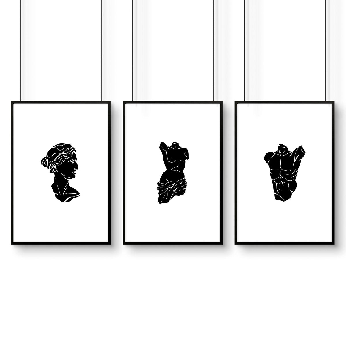Canvas Wall Hanging | Set of 3 Sculpture Wall art Prints