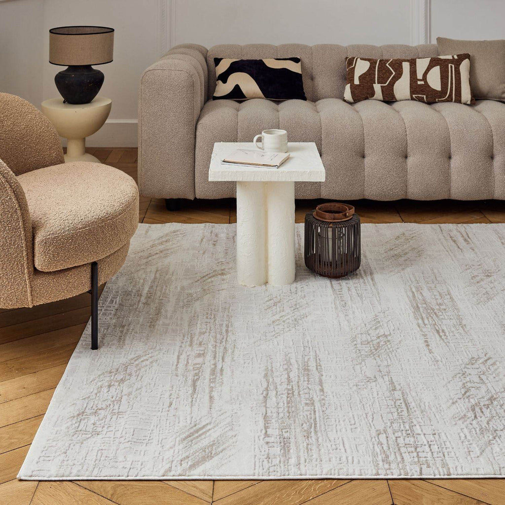 Carmel Cream-Beige Abstract Rug | 6030 - MOOAZAA