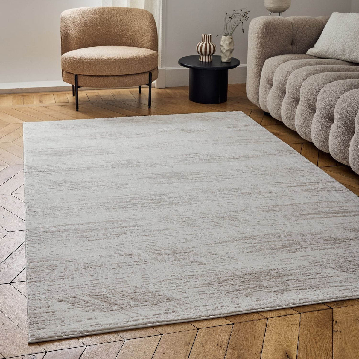 Carmel Cream-Beige Abstract Rug | 6030 - MOOAZAA