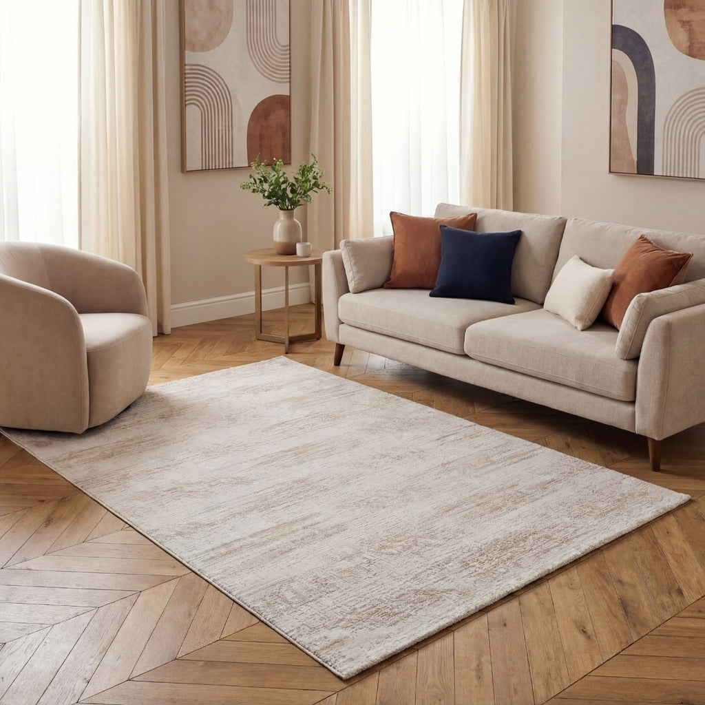 Carmel Cream-Beige Abstract Rug | 6030 - MOOAZAA