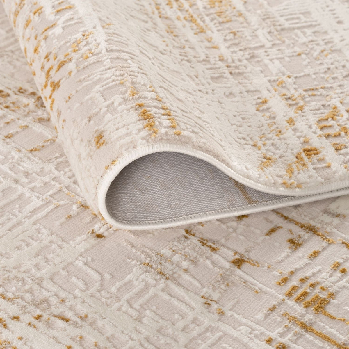 Carmel Cream-Gold Abstract Rug | 6030 - MOOAZAA