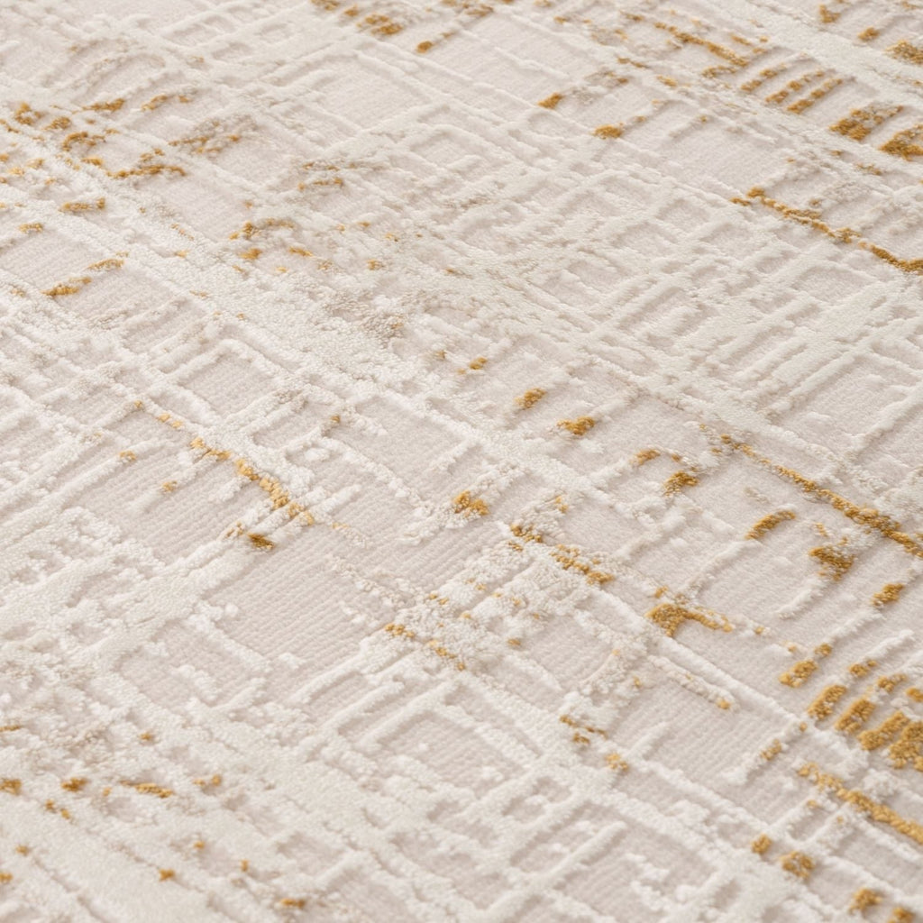Carmel Cream-Gold Abstract Rug | 6030 - MOOAZAA