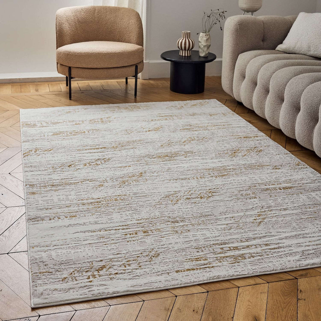 Carmel Cream-Gold Abstract Rug | 6030 - MOOAZAA