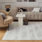 Carmel Cream-Grey Abstract Rug | 6030 - MOOAZAA