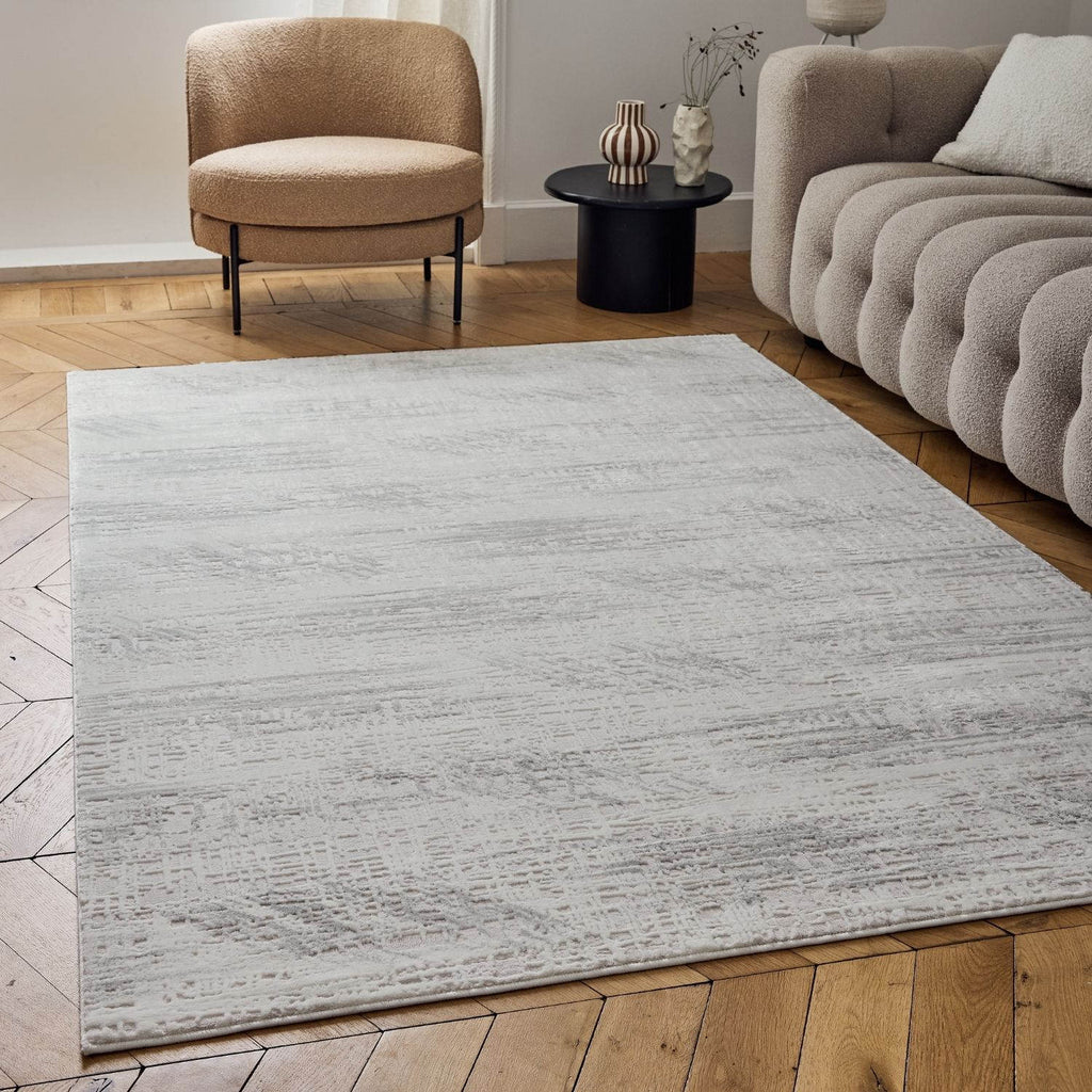 Carmel Cream-Grey Abstract Rug | 6030 - MOOAZAA