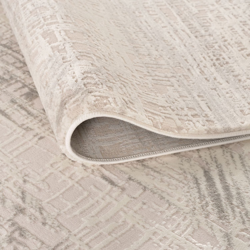 Carmel Cream-Grey Abstract Rug | 6030 - MOOAZAA