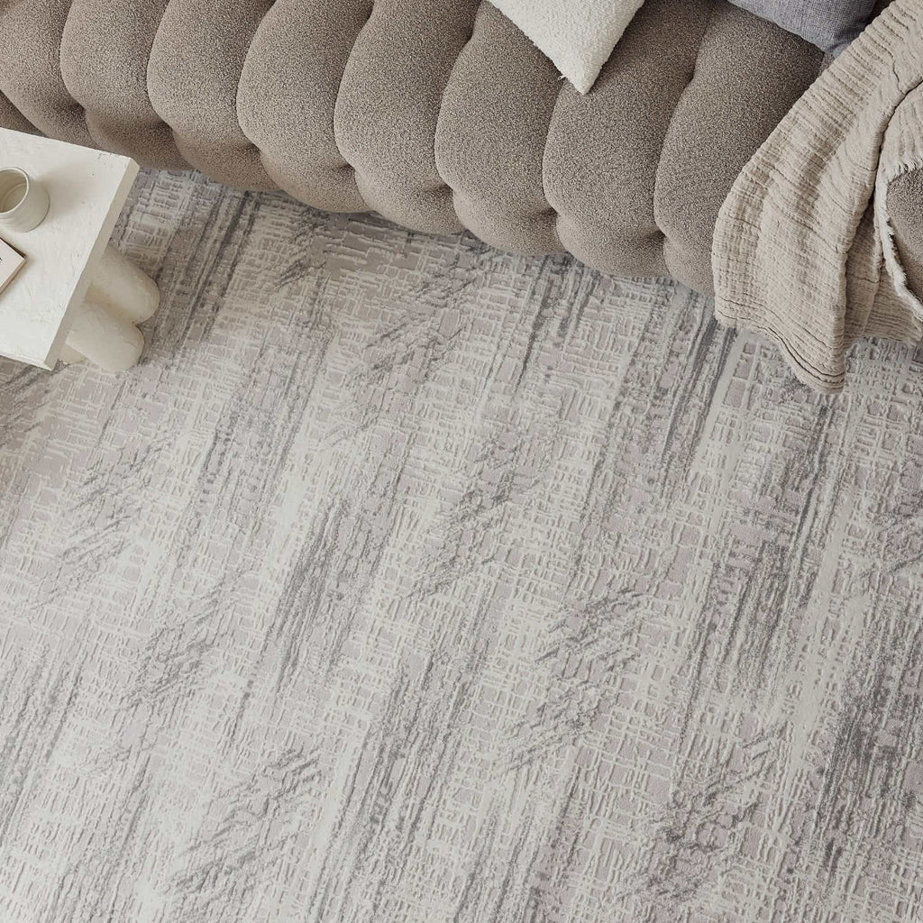 Carmel Cream-Grey Abstract Rug | 6030 - MOOAZAA