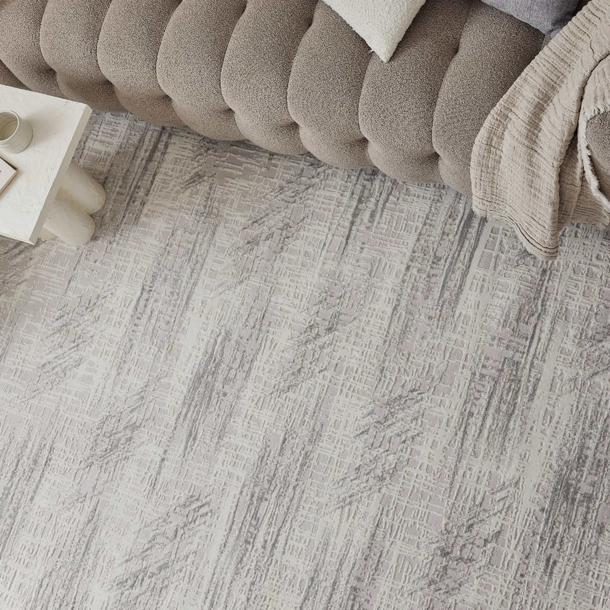Carmel Cream-Grey Abstract Rug | 6030 - MOOAZAA