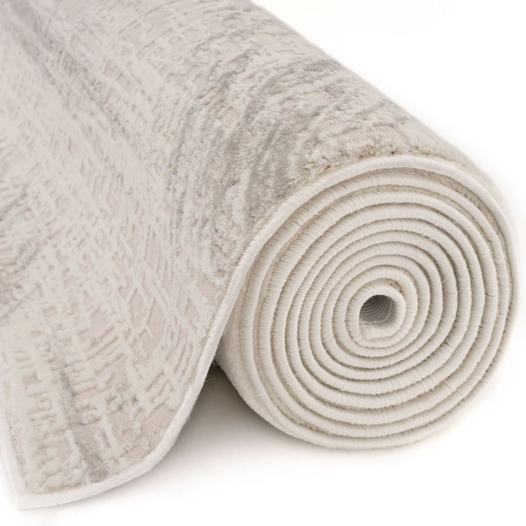 Carmel Cream-Grey Abstract Rug | 6030 - MOOAZAA