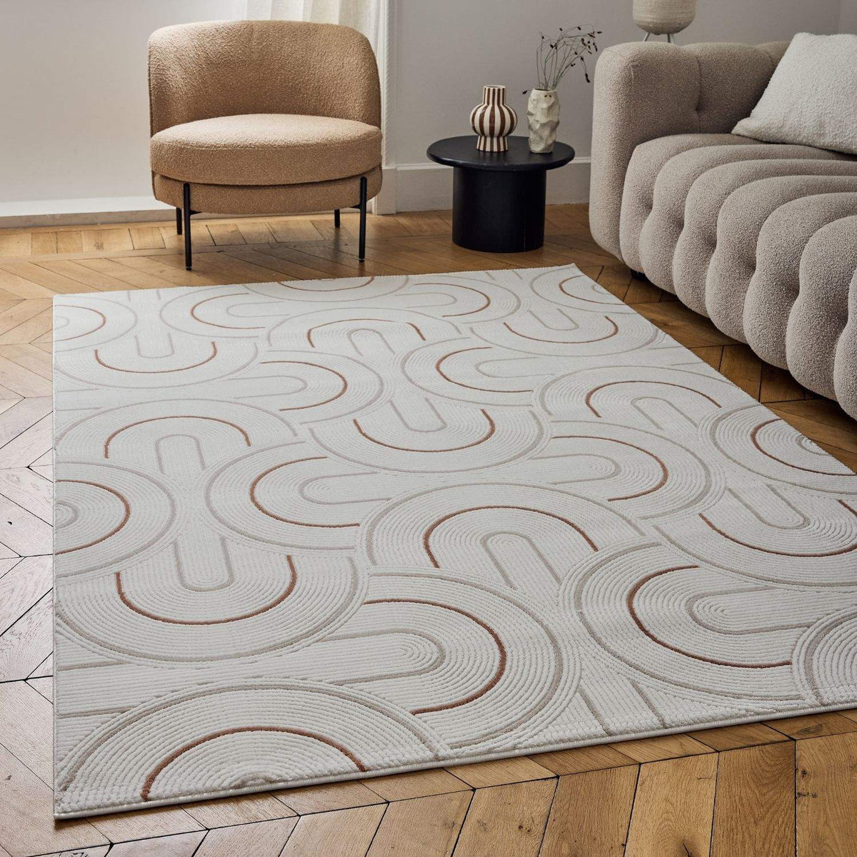 Carmel Cream-Terra Geometric Rug | 6070 - MOOAZAA