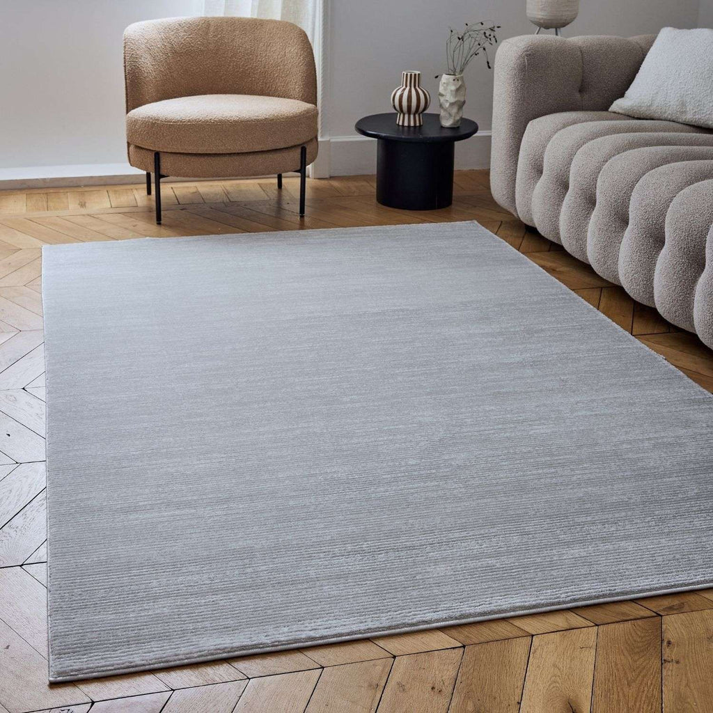 Carmel Grey-Cream Striped Rug | 6020 - MOOAZAA
