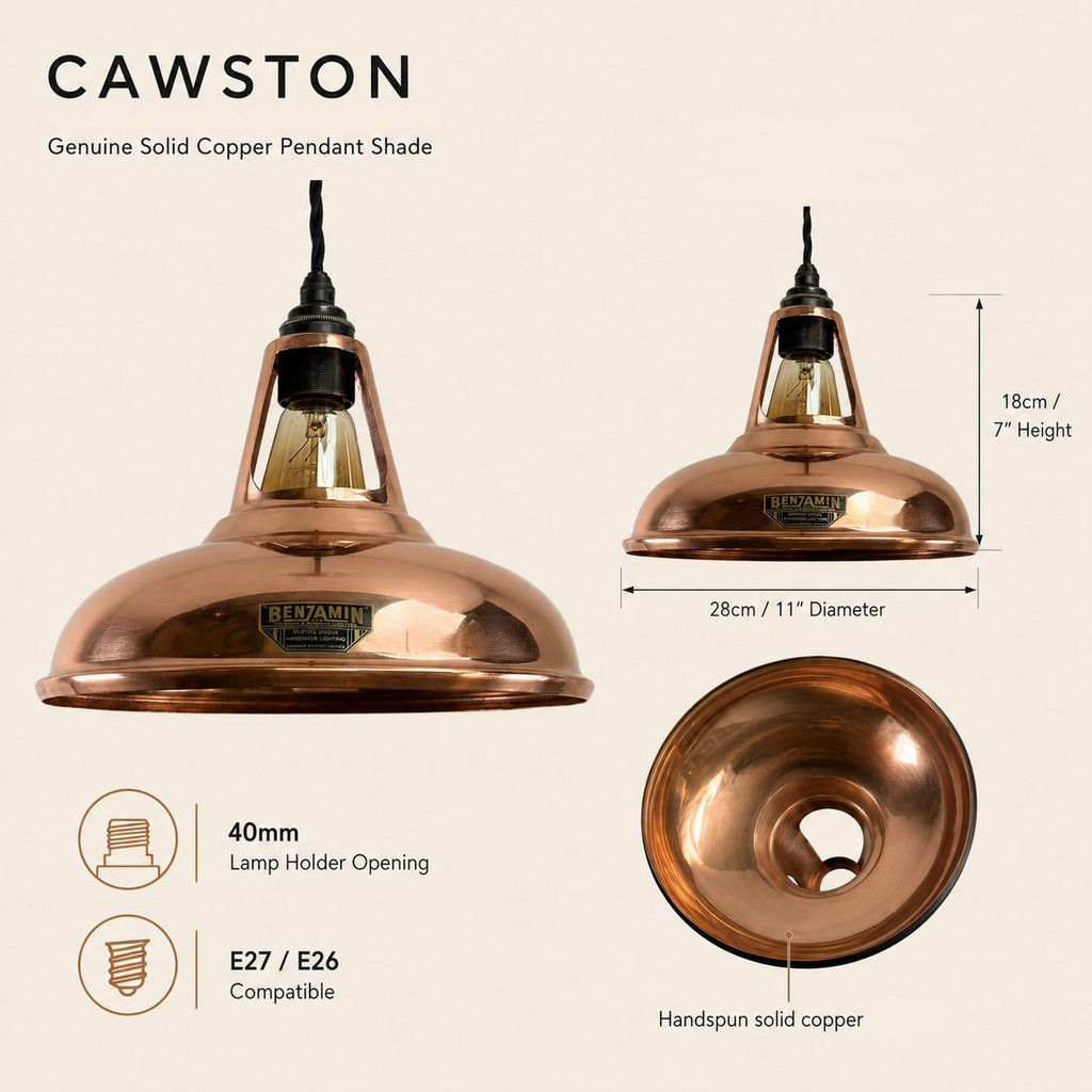 Cawston Handspun Solid Copper Coolicon Lampshade Pendant Light - 11 Inch - MOOAZAA