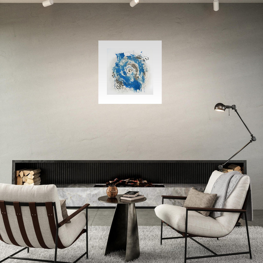 Abstract Blue & White Impasto Art Print