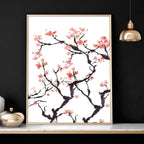 Cherry blossom wall art for home office | Set of 2 wall art prints