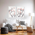 Cherry blossoms wall art | Set of 2 wall art prints